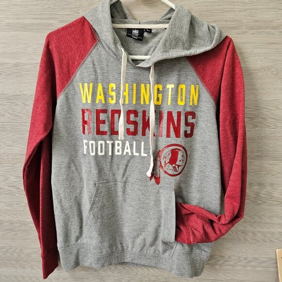 NFL Washington G-III Redskins Light Hoodie Women Sz L Gray Raglan Discontinued - Picture 2 of 13